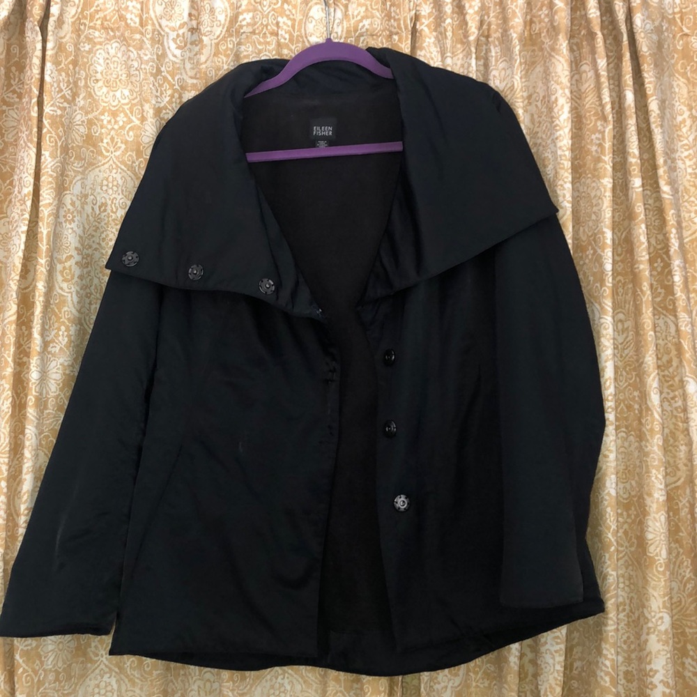 Eileen Fisher 3/4 fleece lined rain coat